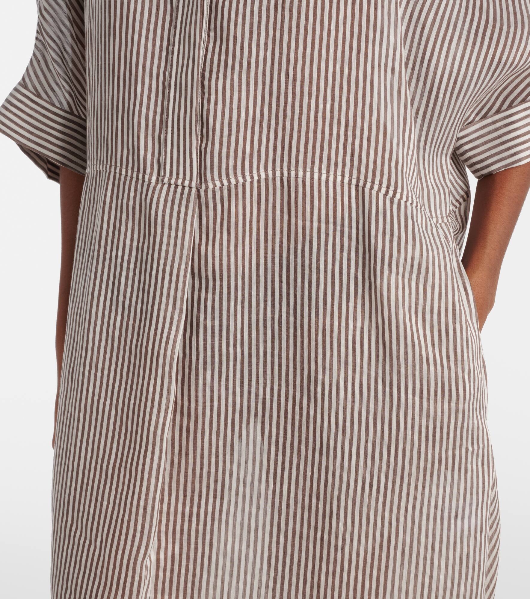 Striped linen and silk shirt dress - 5