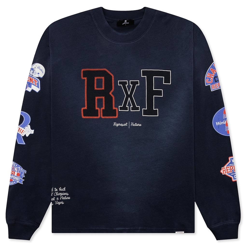 FEATURE X REPRESENT CHAMPIONS L/S T-SHIRT - MIDNIGHT NAVY - 1