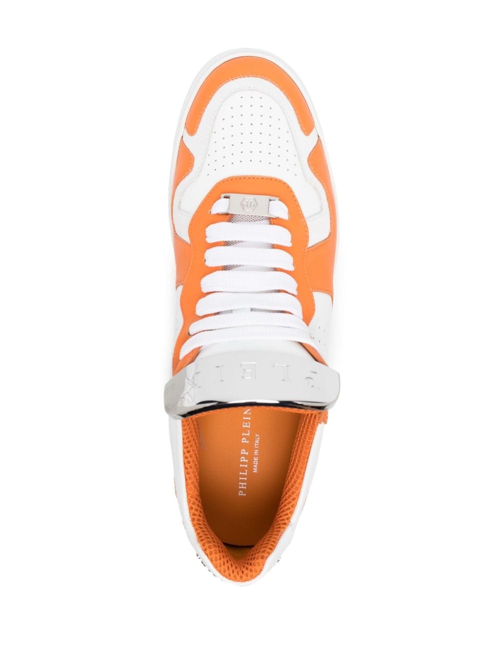 logo-plaque panelled sneakers - 4