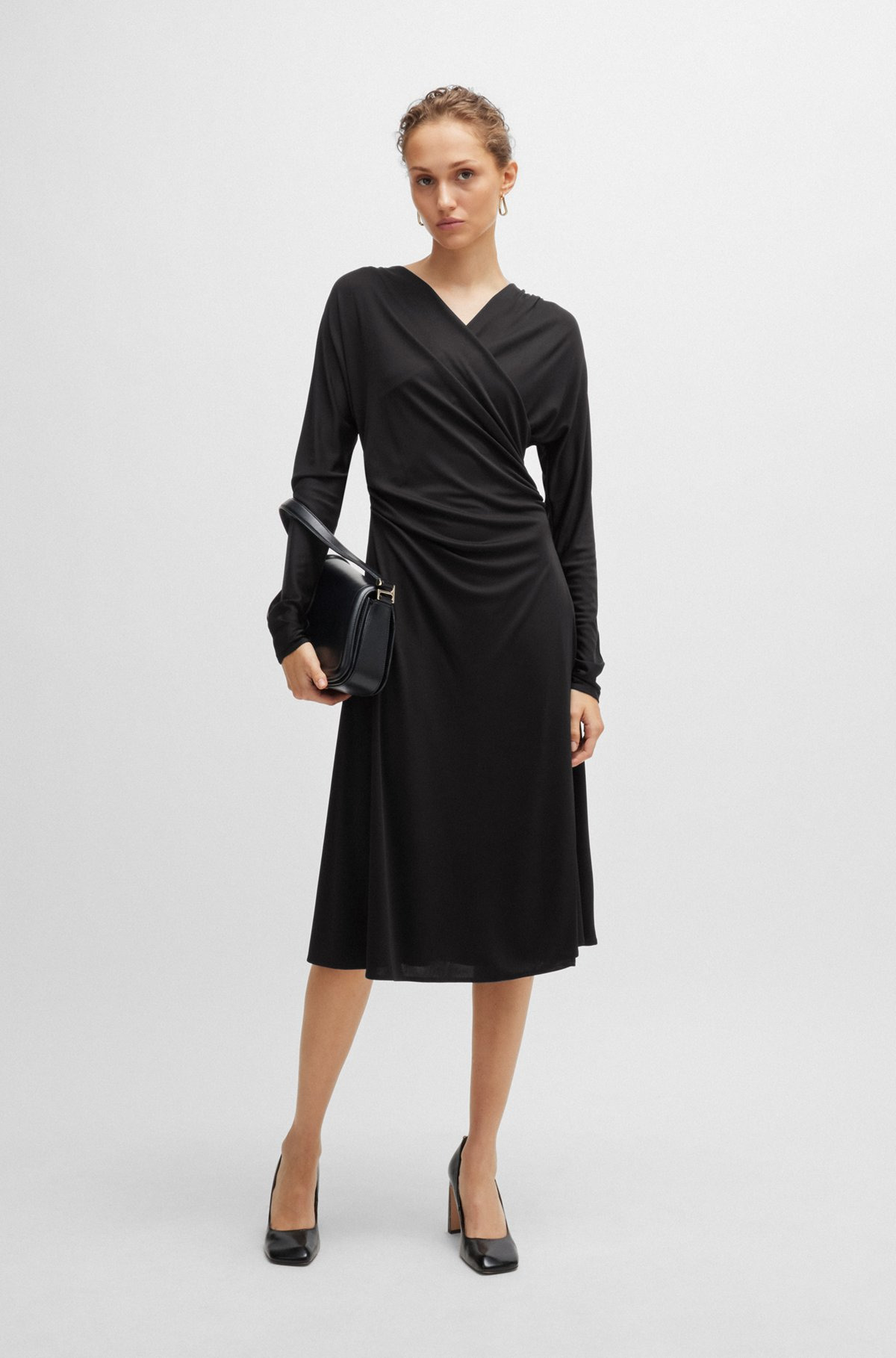 LONG-SLEEVED DRESS WITH WRAP FRONT - 2