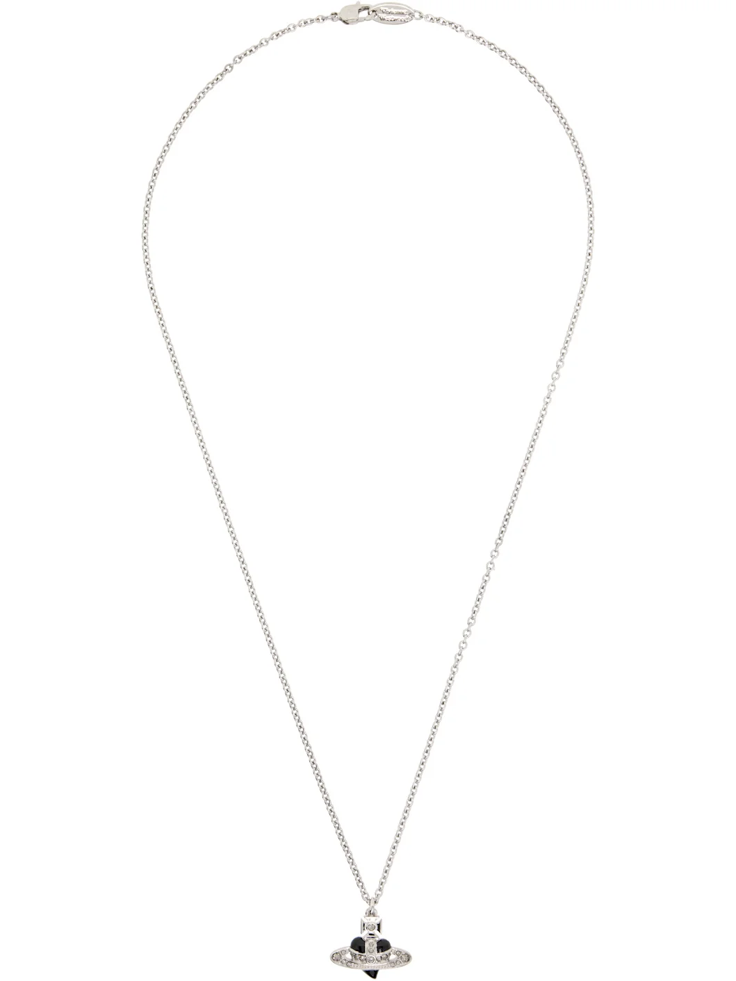 Man Diamante Heart Pendant Necklace - 1