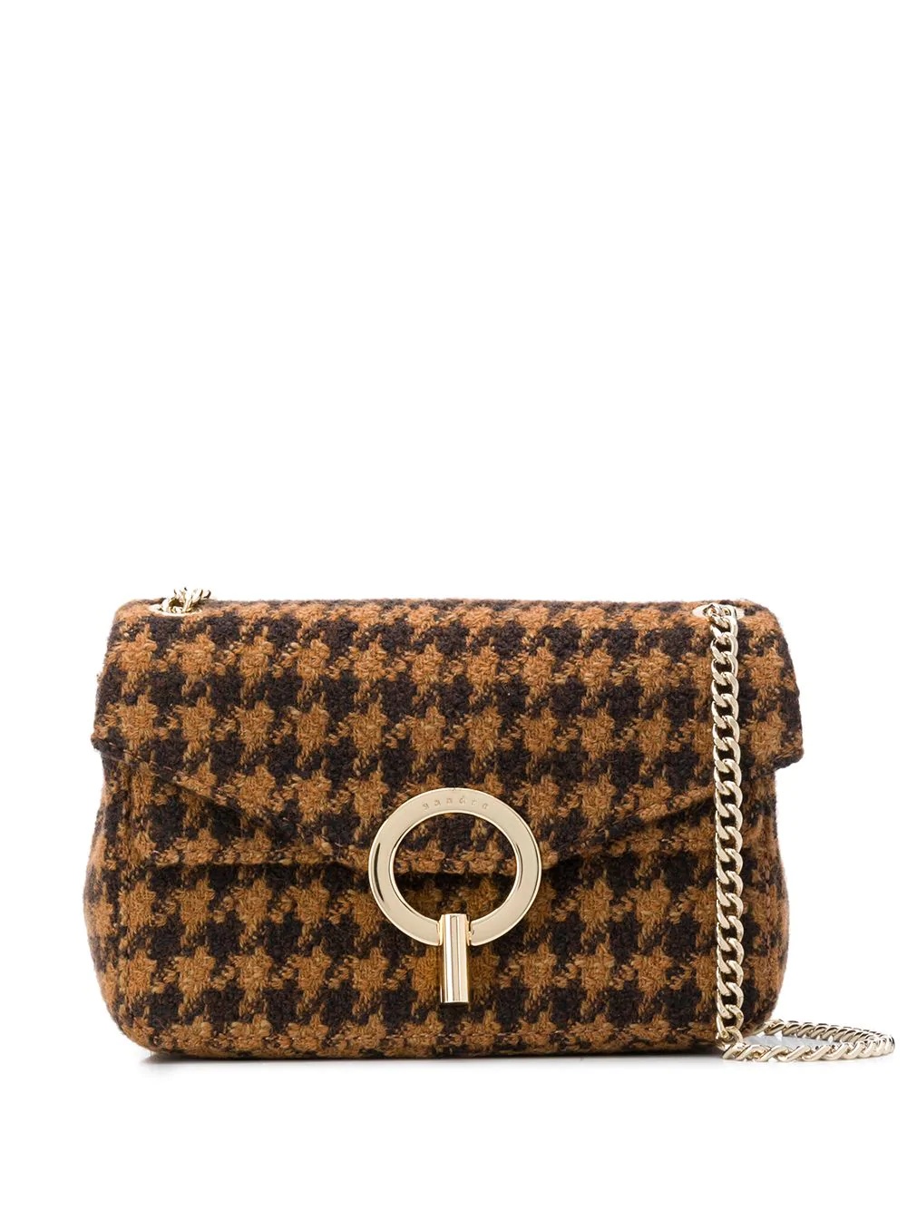 houndstooth knitted shoulder bag - 1