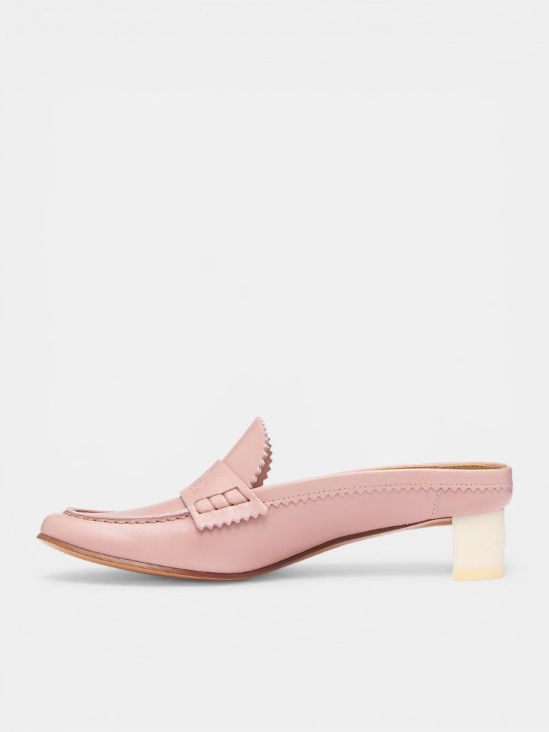 MM6 Maison Margiela Pink Leather Penny Loafer Mules outlook