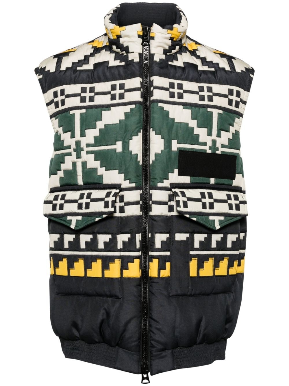 knit-pattern quilted vest - 1