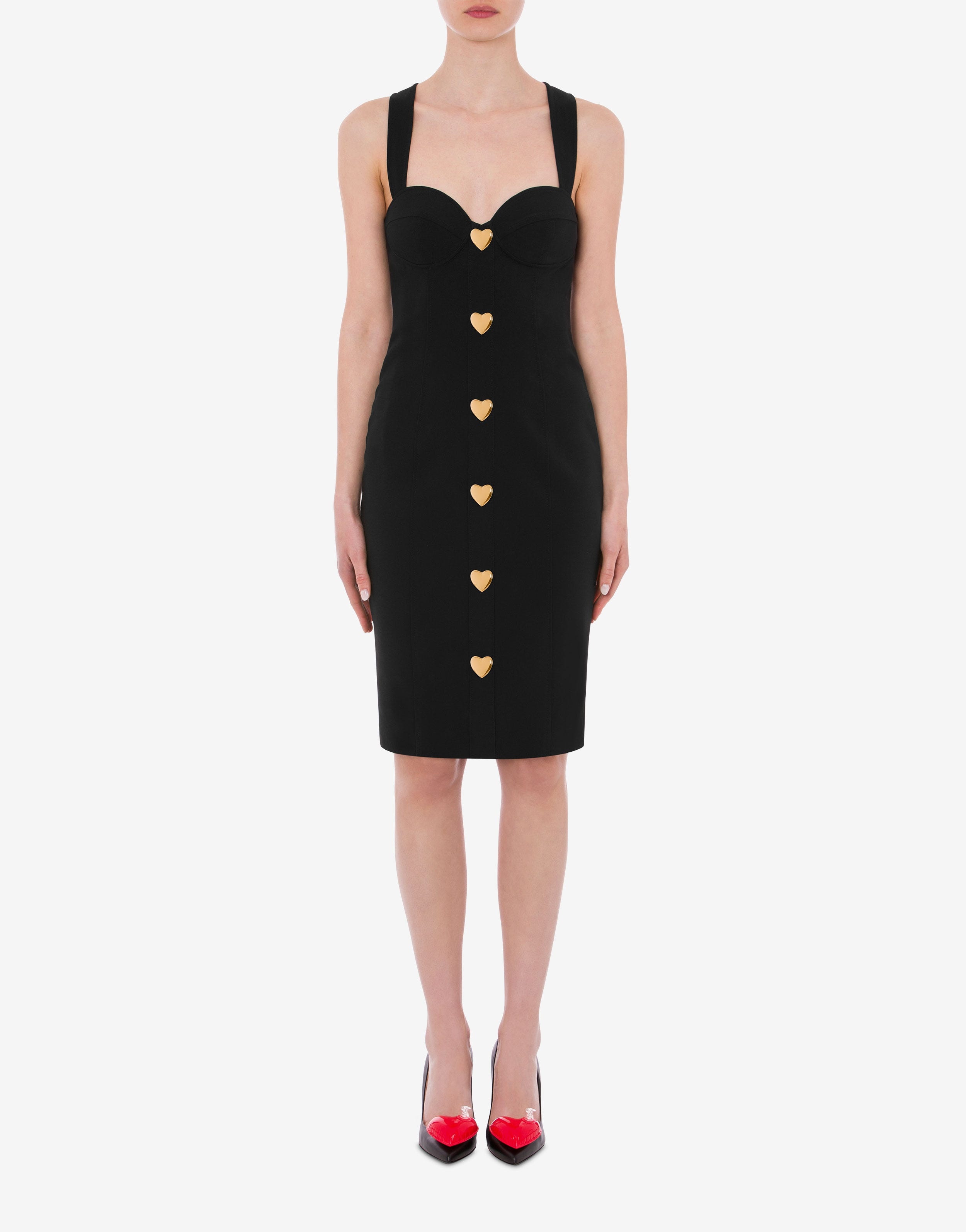 HEART BUTTONS ENVERS SATIN DRESS - 2