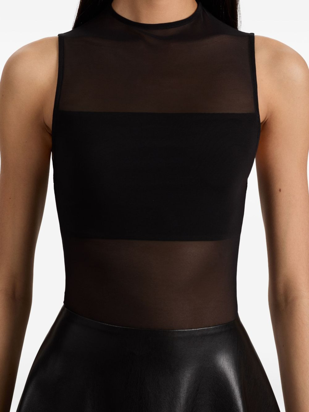 Chara mesh-paneled flared mini dress - 5