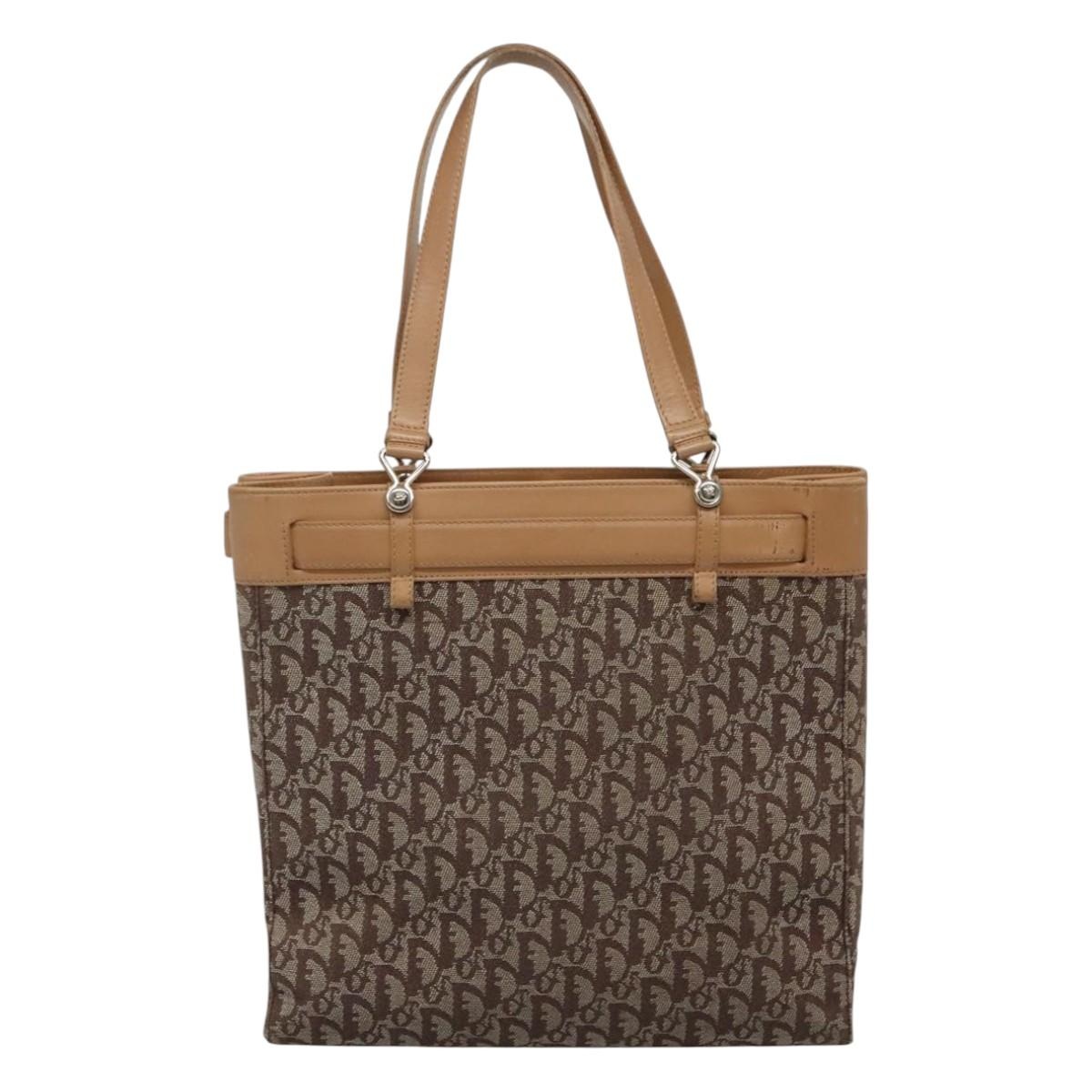 DIOR Trotter Canvas Tote Bag Brown Beige Silver - 3