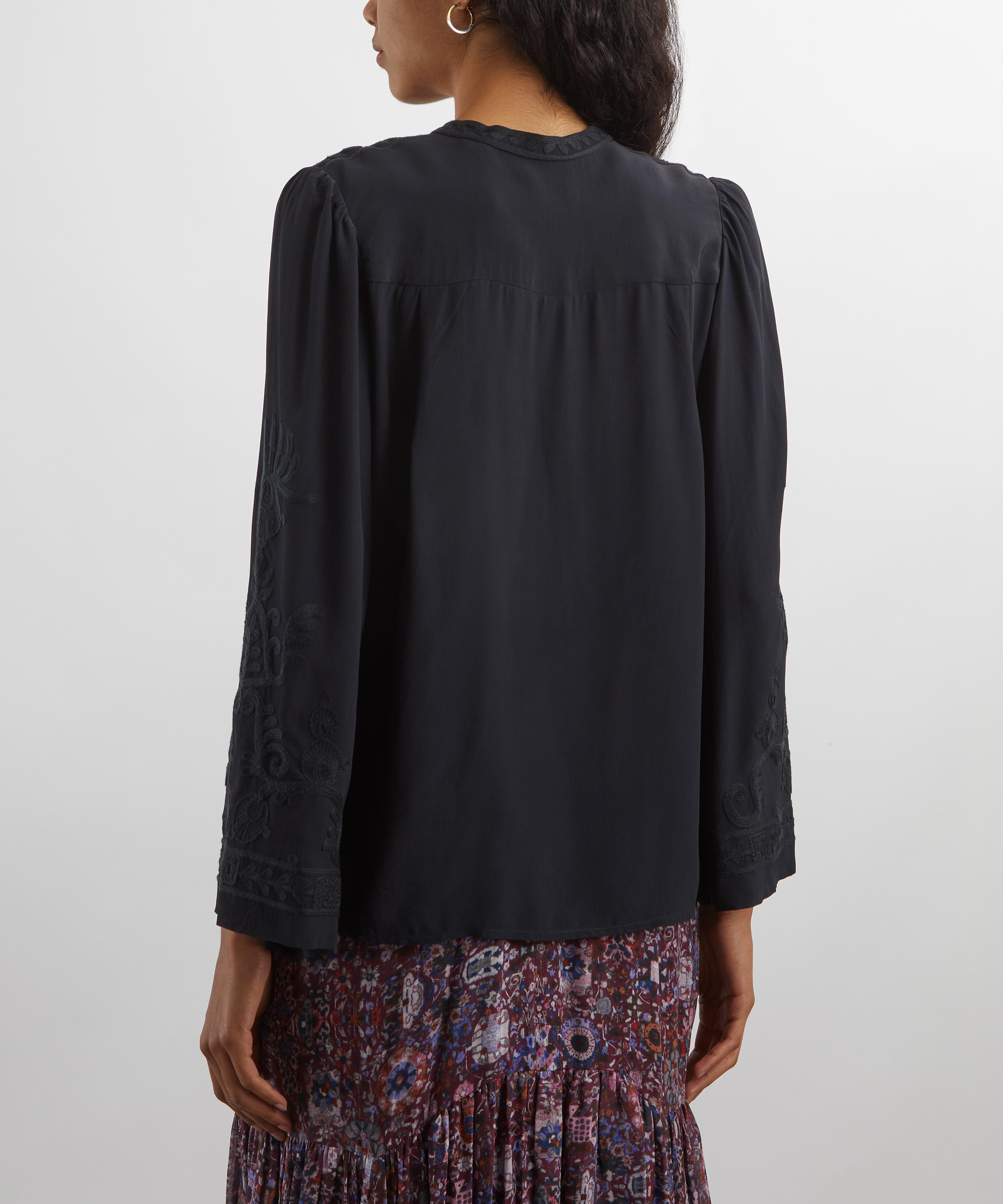 Falonne Embroidered Crepe Blouse - 4