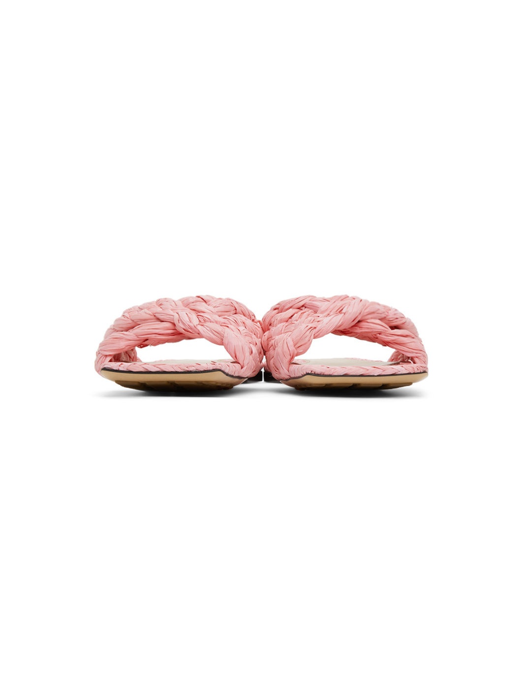 Pink Raffia Stretch Flat Sandals - 2