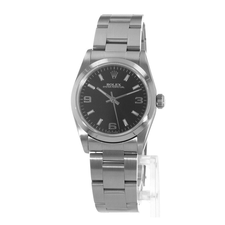 Pre-owned Rolex Oyster Perpetual 31 Automatic Black Dial Ladies Watch 77080 BKSO - 3