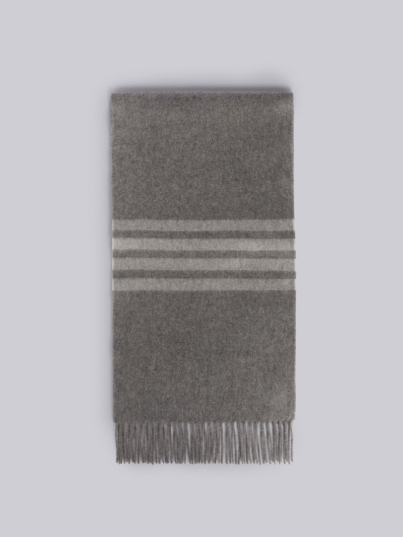 Medium Grey Cashmere 4-Bar Scarf 1