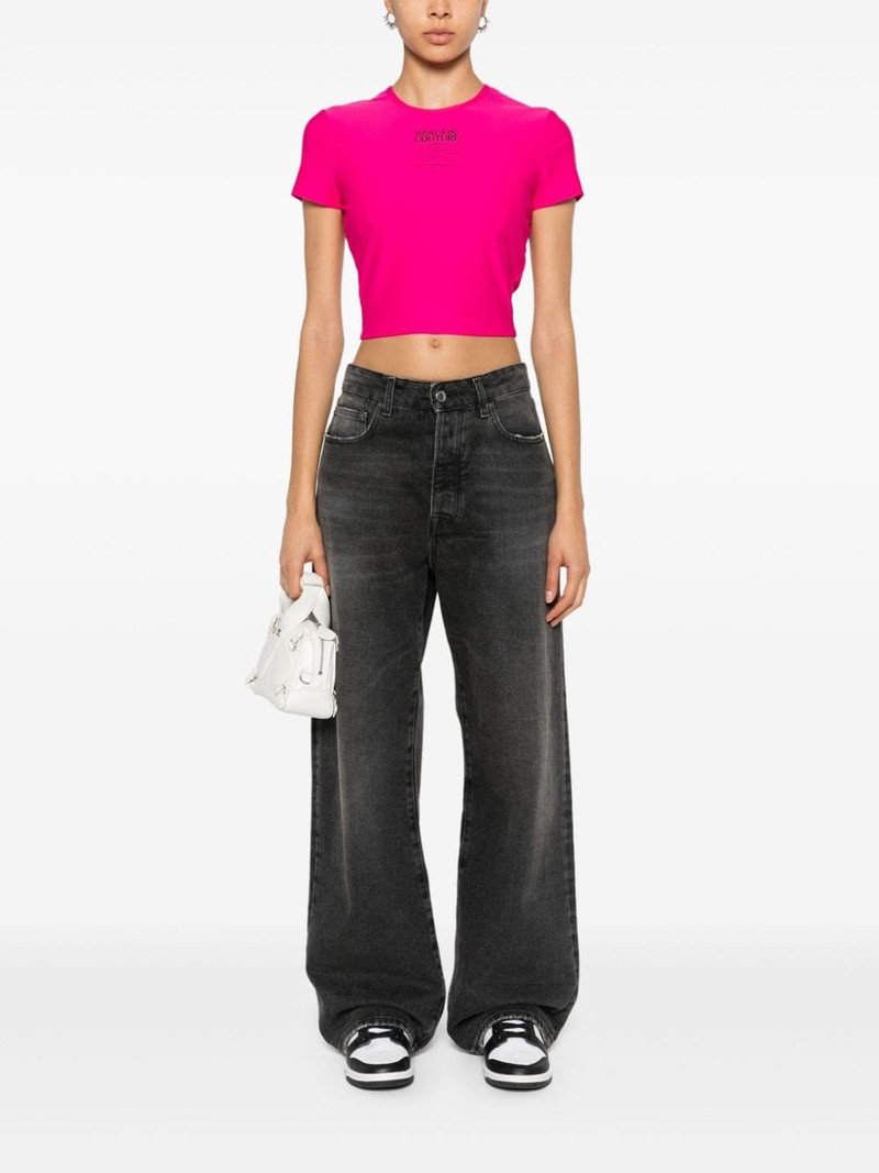 VERSACE JEANS COUTURE logo-print cropped T-shirt outlook