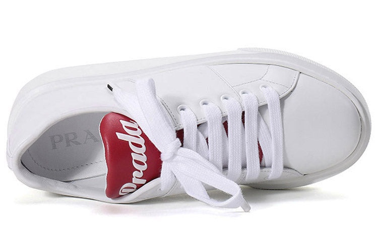 (WMNS) PRADA Leather Platform Sneakers 'White with Red Tongue' 1E368L_3KWG_F0970_F_045 - 5
