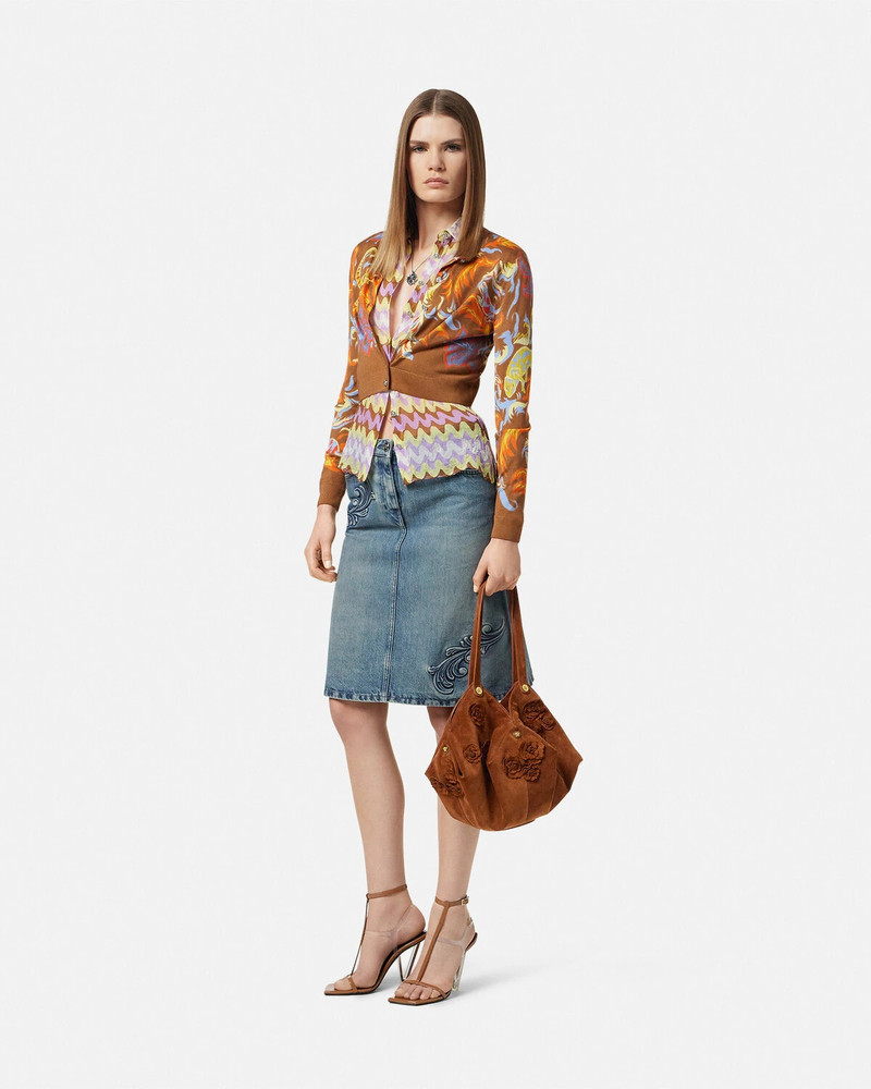 Floral Protea Suede Shoulder Bag 4