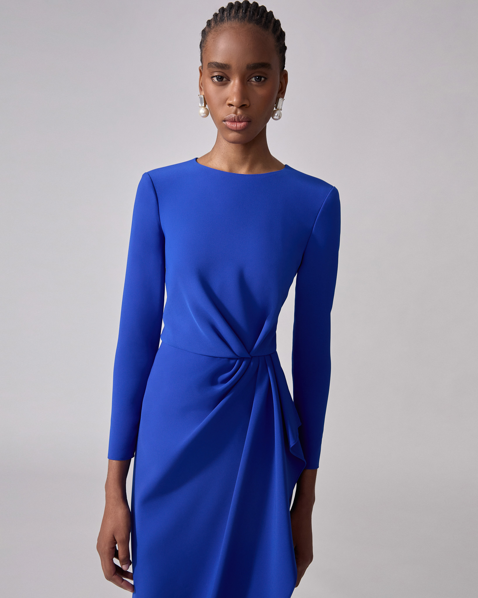 Sheath Dress With Side Drape - 4