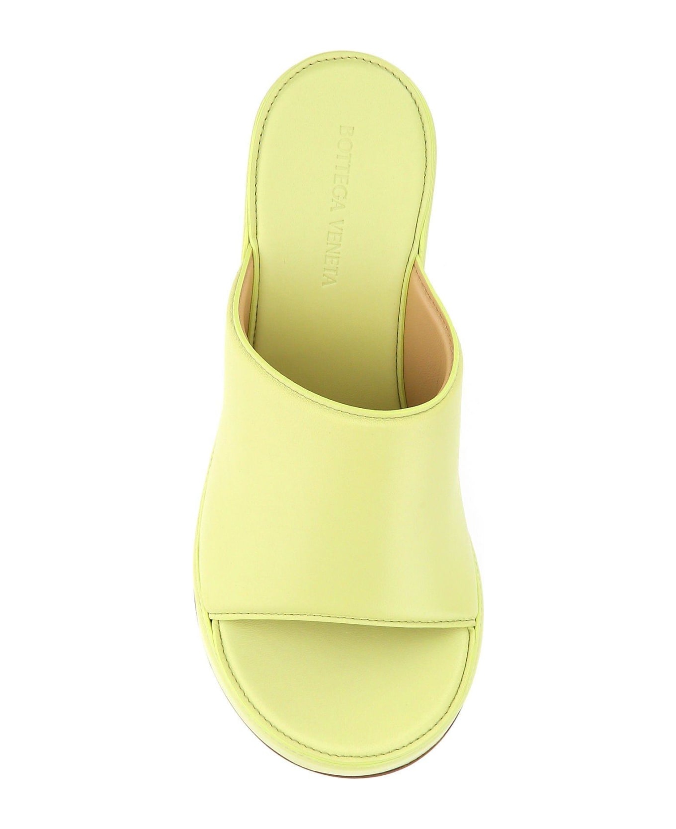 Acid Green Nappa Leather Stack Sabot - 4