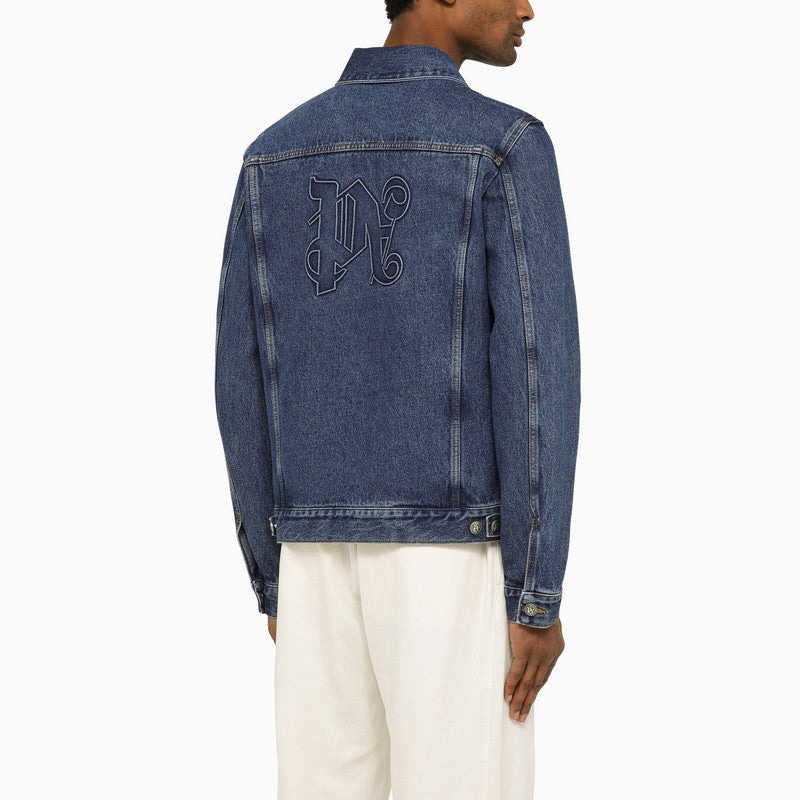 Palm Angels Blue Denim Jacket With Monogram Men - 2