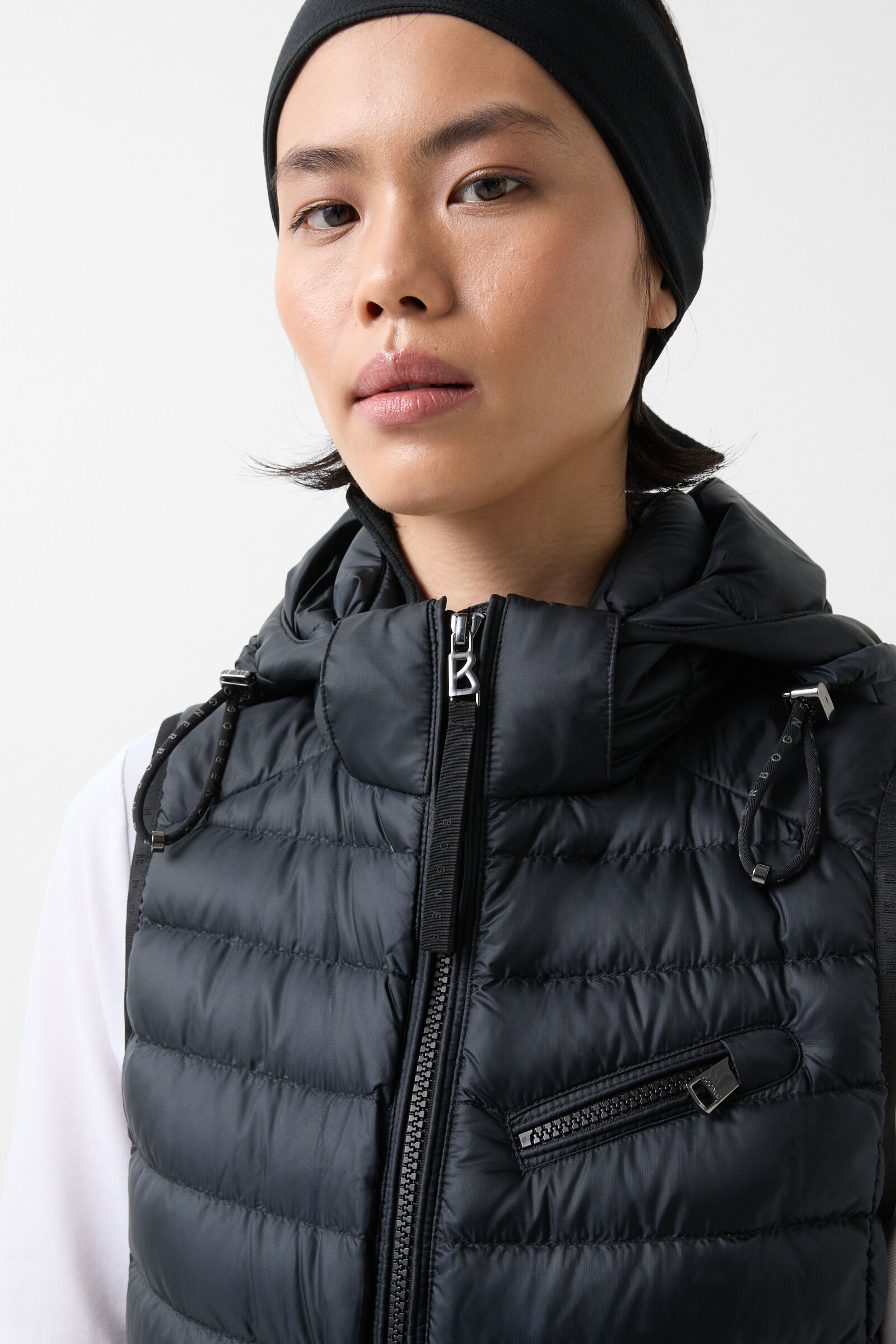 Florisa lightweight down vest in Black - 6