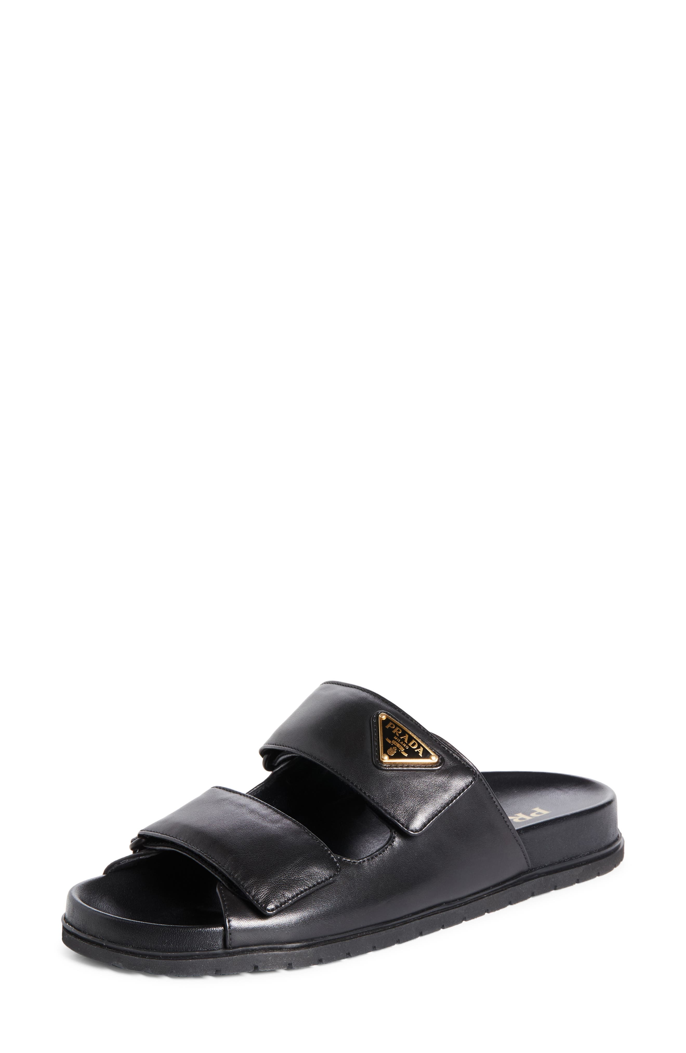 Prada Double Band Slide Sandal in Nero at Nordstrom - 1