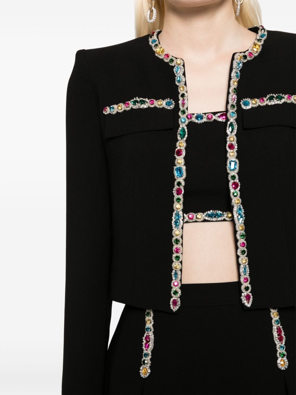 crystal-embellished cady cropped jacket - 5
