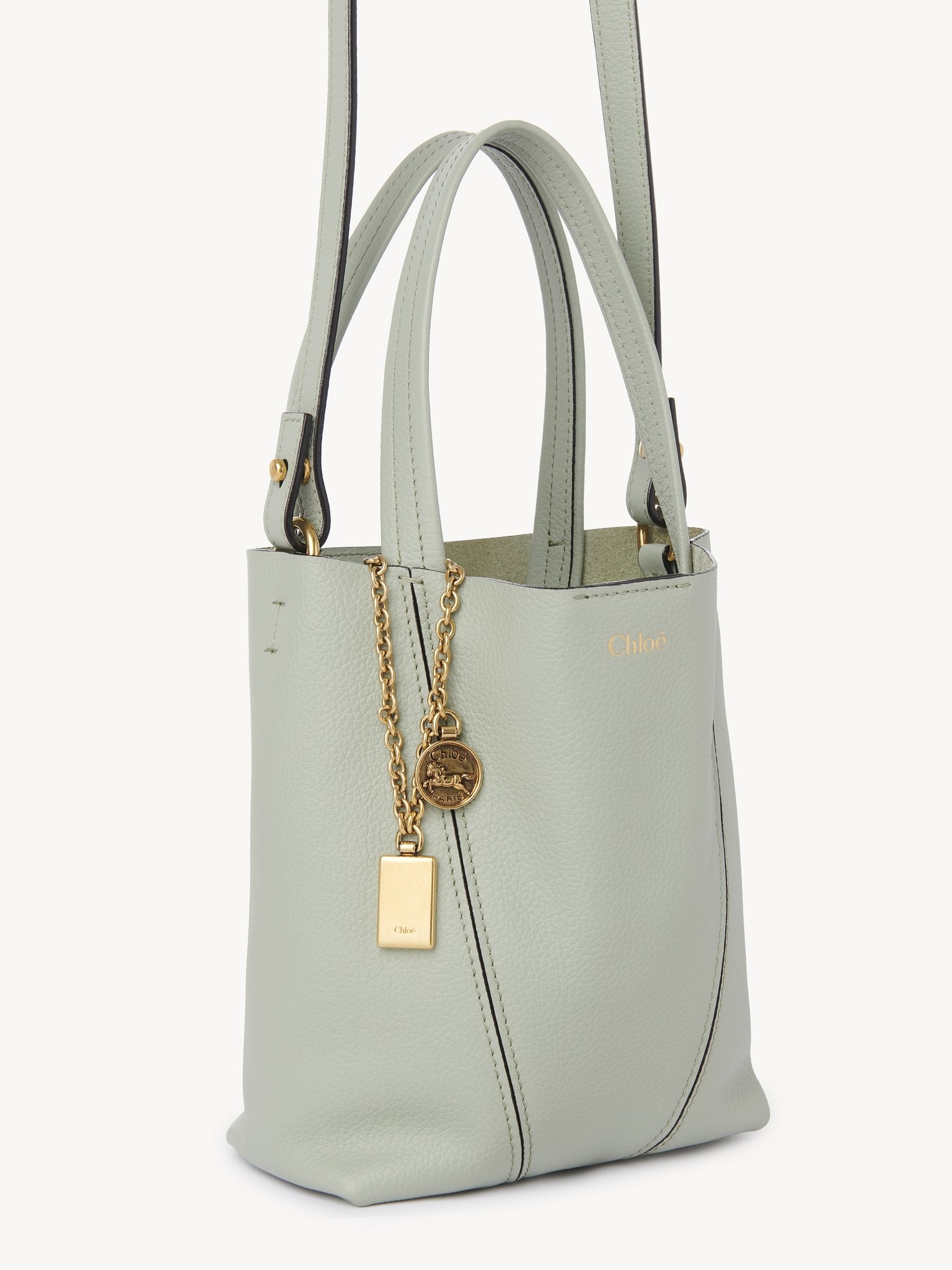 Chloé SMALL CHLOÉ SPIN TOTE BAG IN GRAINED LEATHER | REVERSIBLE