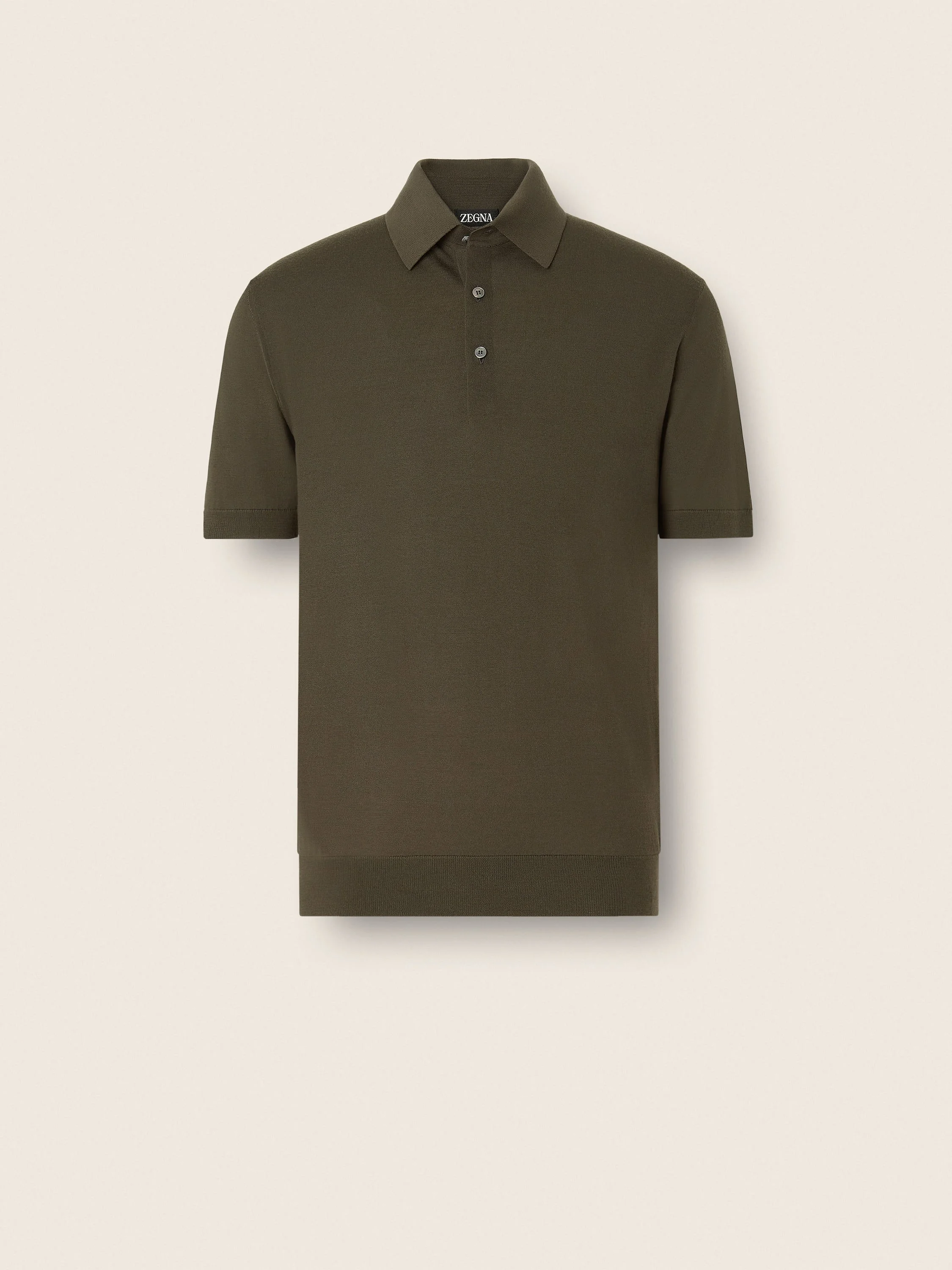 DARK OLIVE GREEN TROFEO 15MILMIL15 WOOL POLO SHIRT - 1