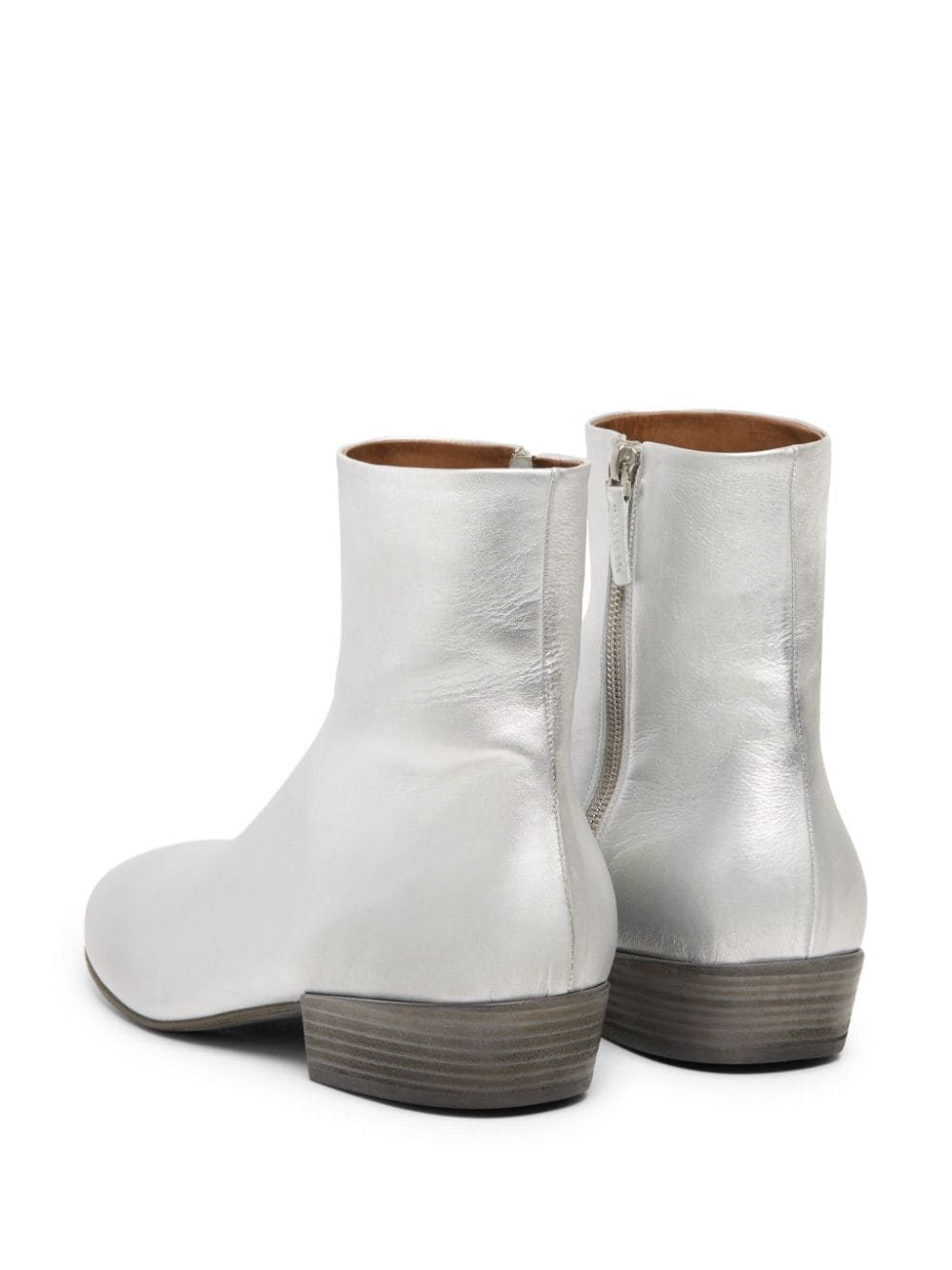 metaliic-leather ankle boots - 3