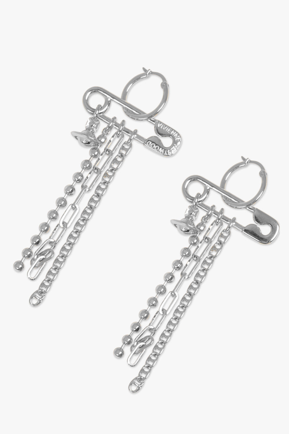 GINETTA SAFETY PIN DROP EARRINGS | SILVER - 2