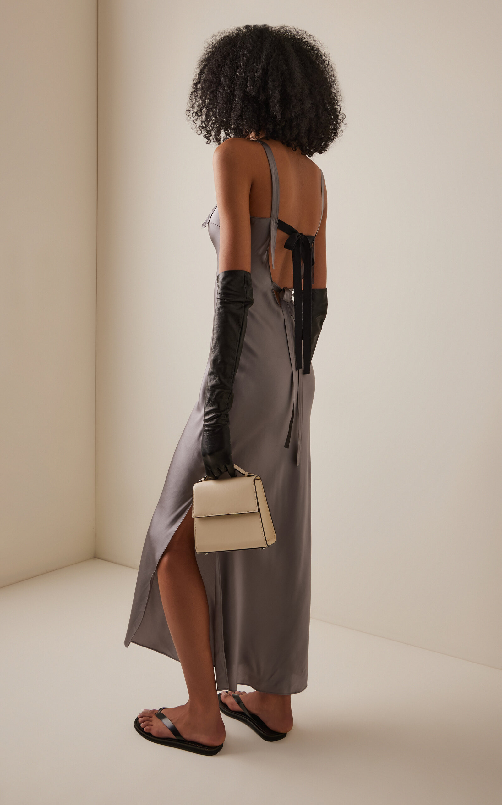 Catania Silk Maxi Slip Dress grey - 4