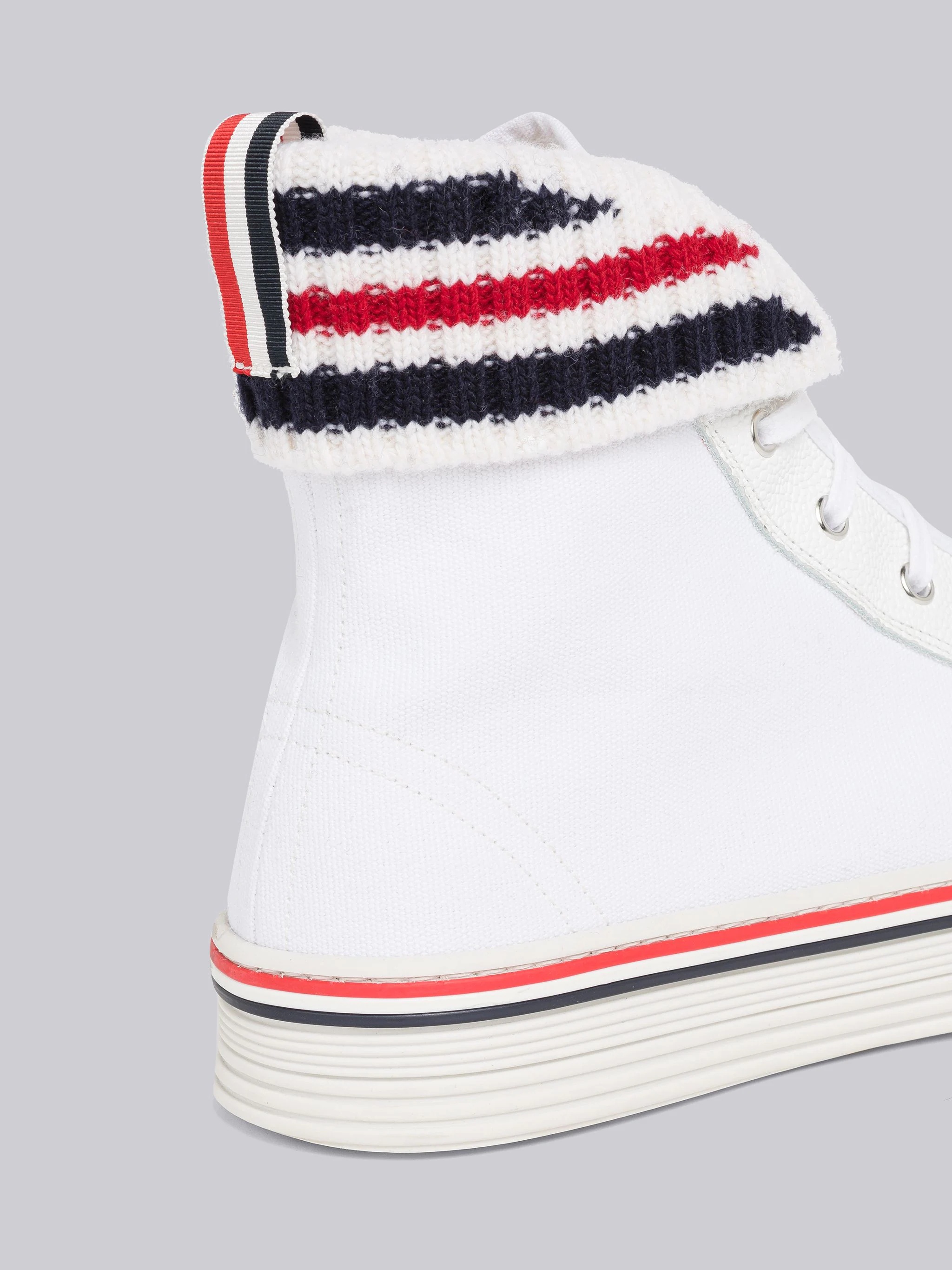 Canvas Knit Cuff Collegiate High Top - 2