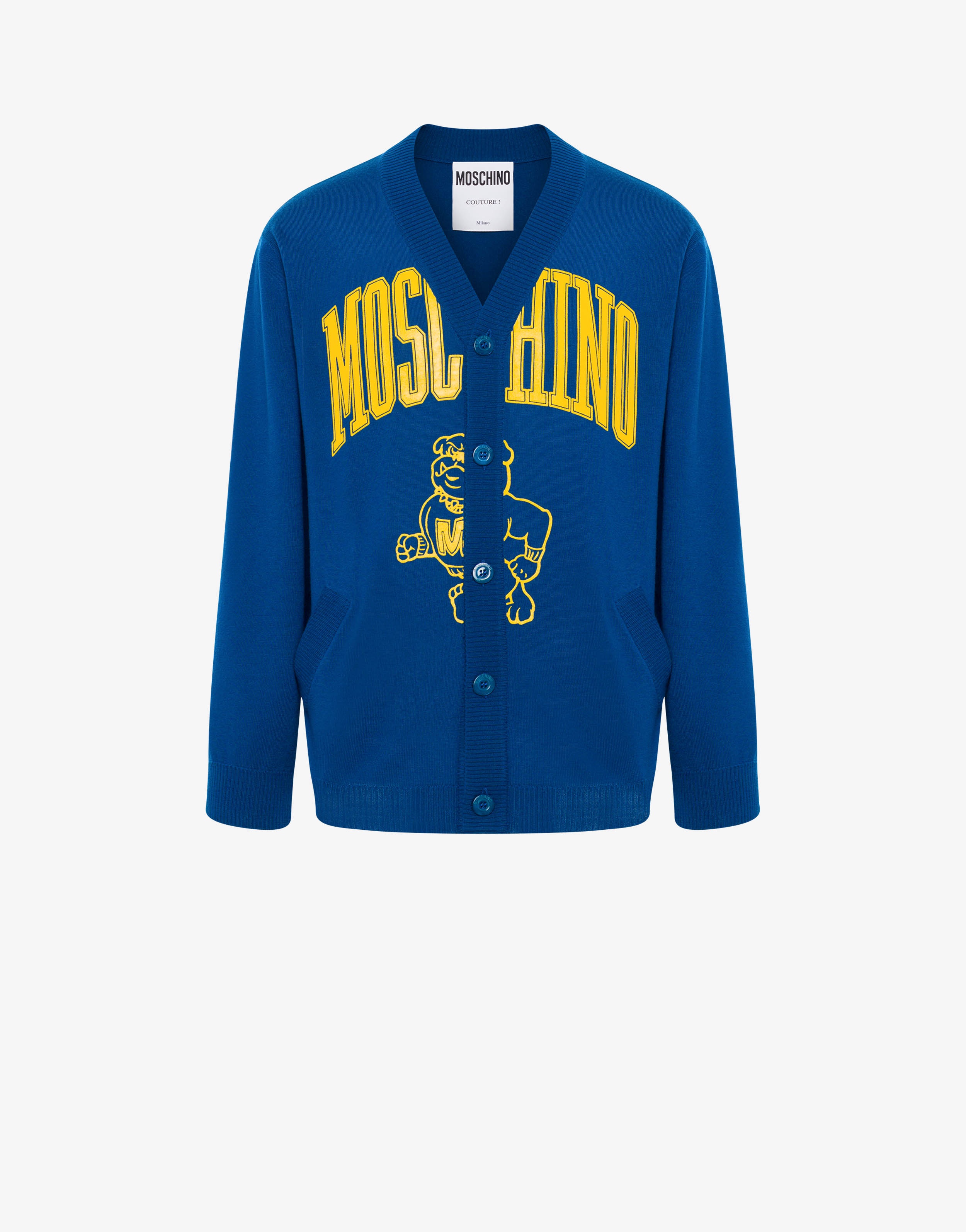 MOSCHINO VARSITY WOOL CARDIGAN - 1