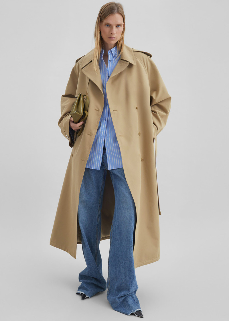 The Frankie Shop Riva Cotton Trench Coat - Camel outlook