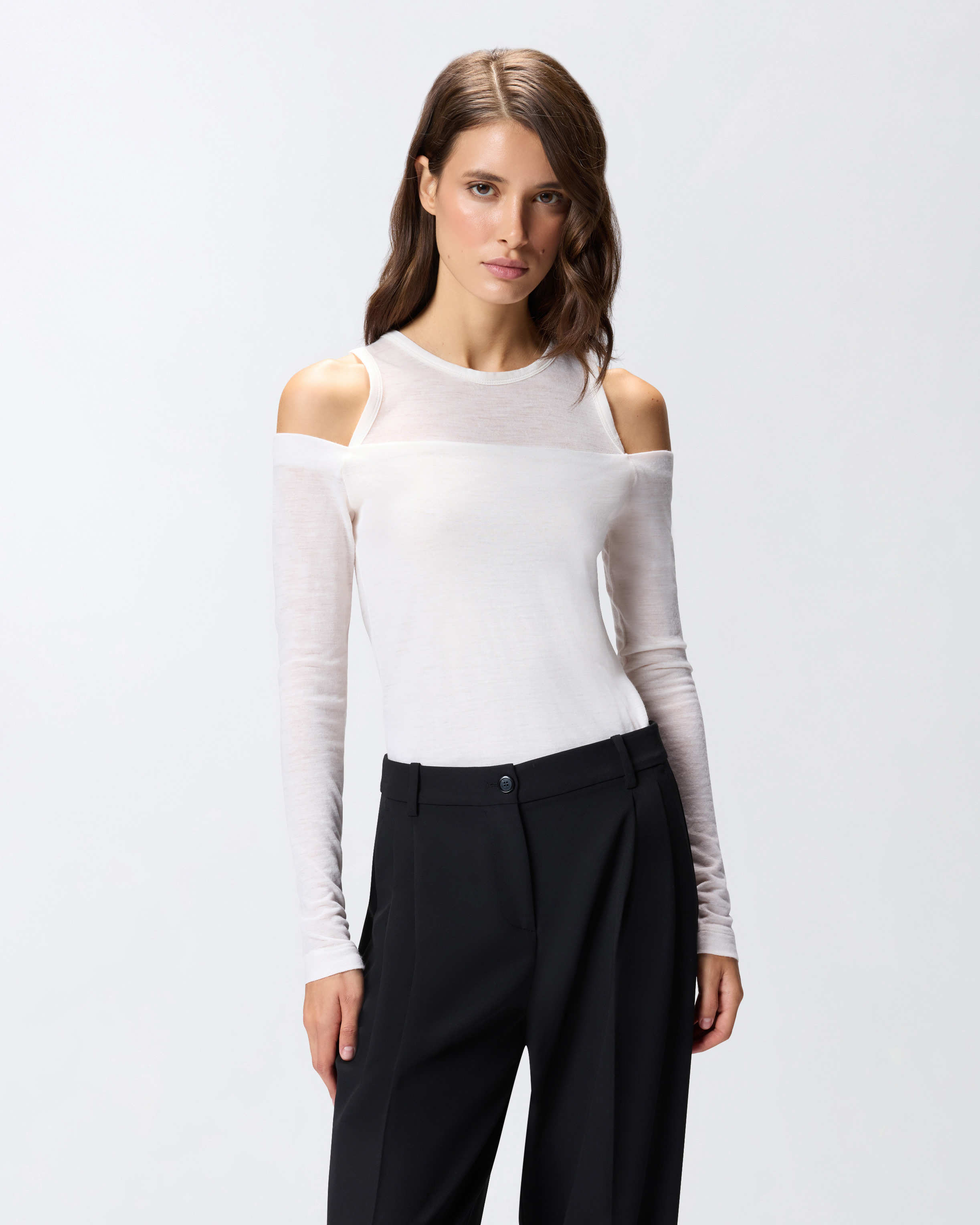OFF-THE-SHOULDER WOOL BLEND JERSEY TOP - 2