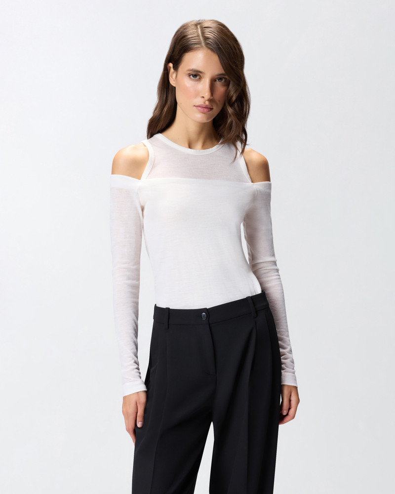 PINKO OFF-THE-SHOULDER WOOL BLEND JERSEY TOP outlook