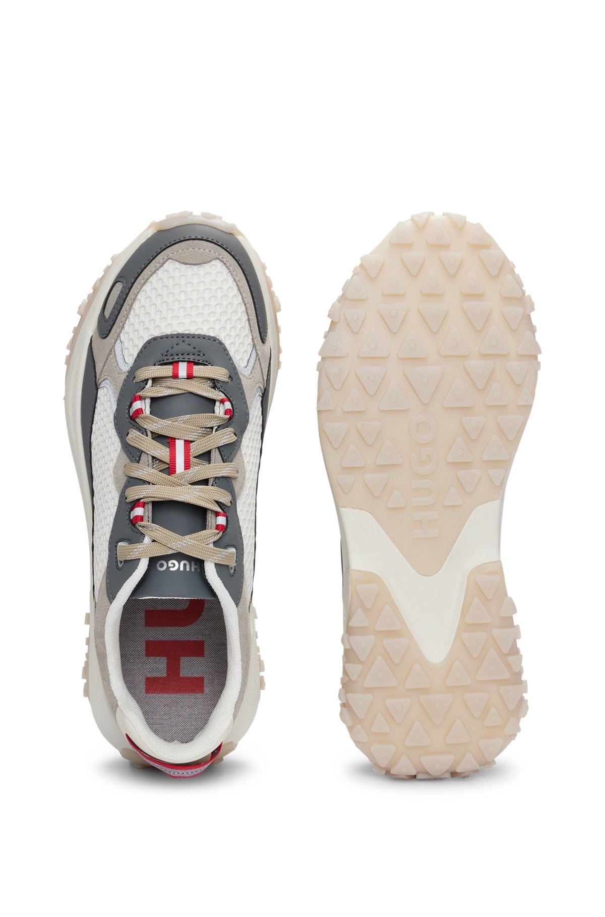 MIXED-MATERIAL TRAINERS WITH LEATHER FACINGS - 4