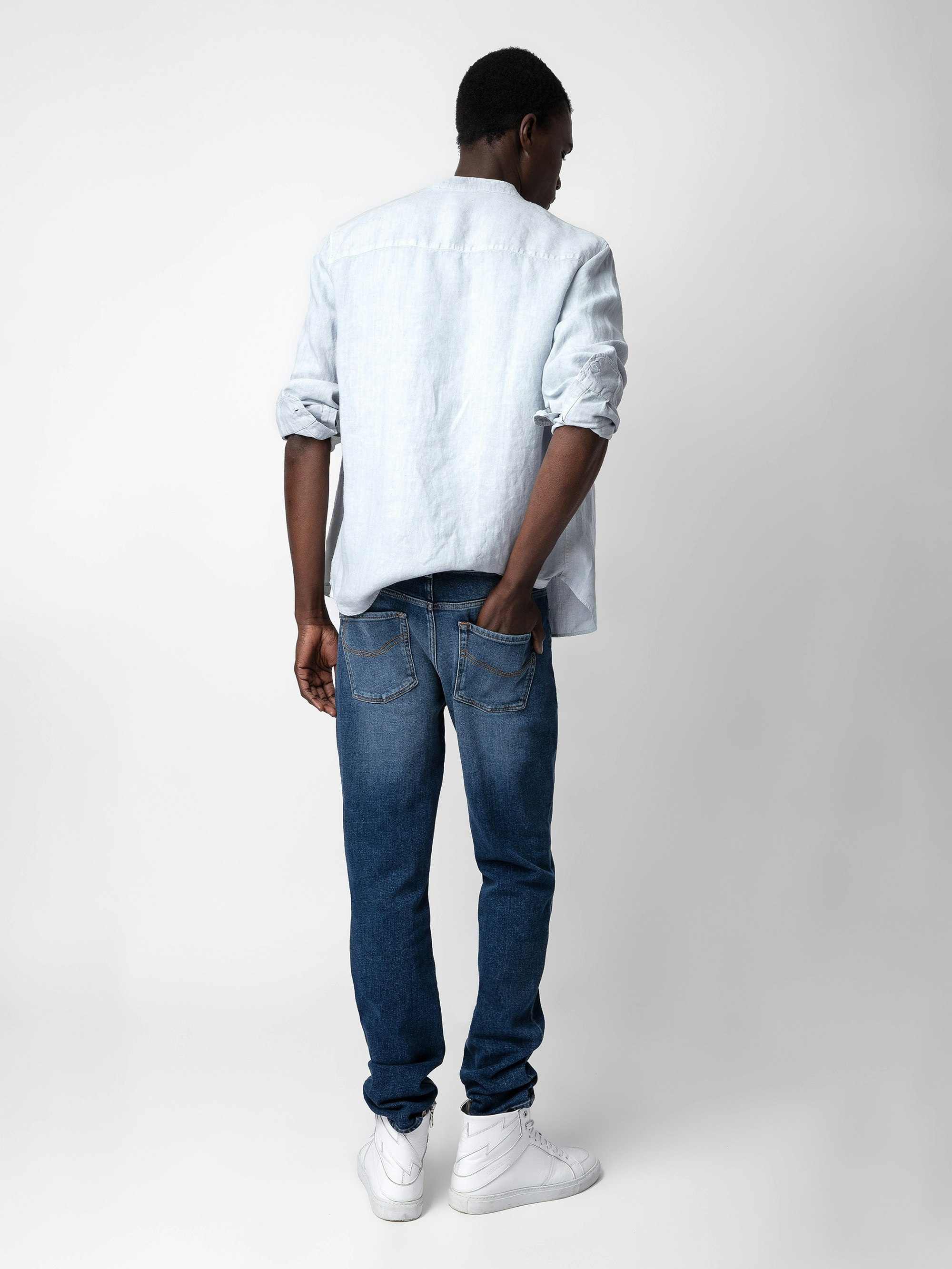 Stan Linen Band Collar Shirt - 3