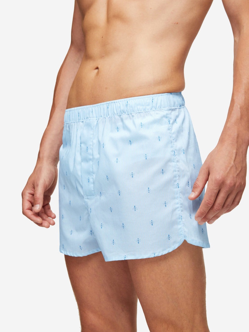 Men's Modern Fit Boxers Nelson 94 Cotton Batiste Blue - 2