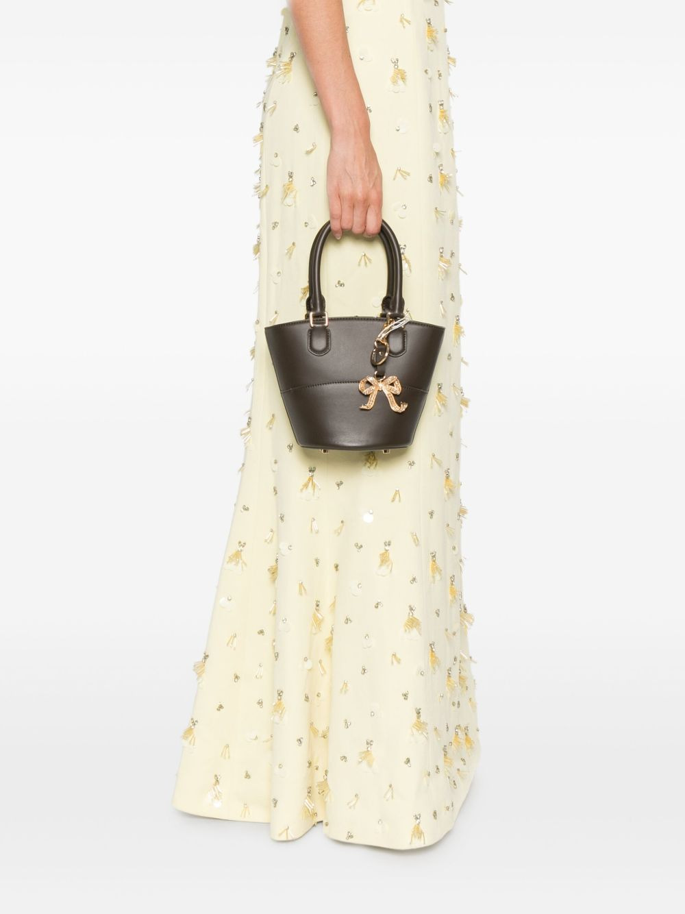 bow-charm leather bucket bag - 2