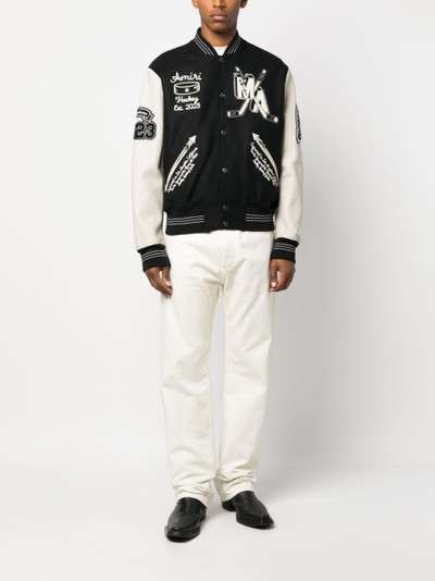 AMIRI logo-appliqué varsity jacket outlook