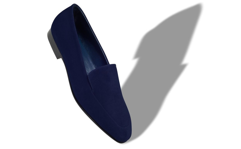 Manolo Blahnik Navy Blue Suede Loafers outlook