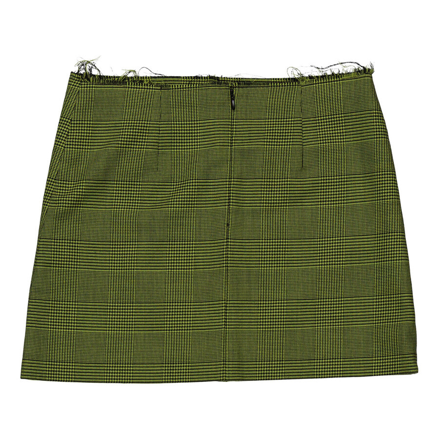 Vetements Ladies Neon Yellow Check Mini Tailored Skirt, Size Small - 4