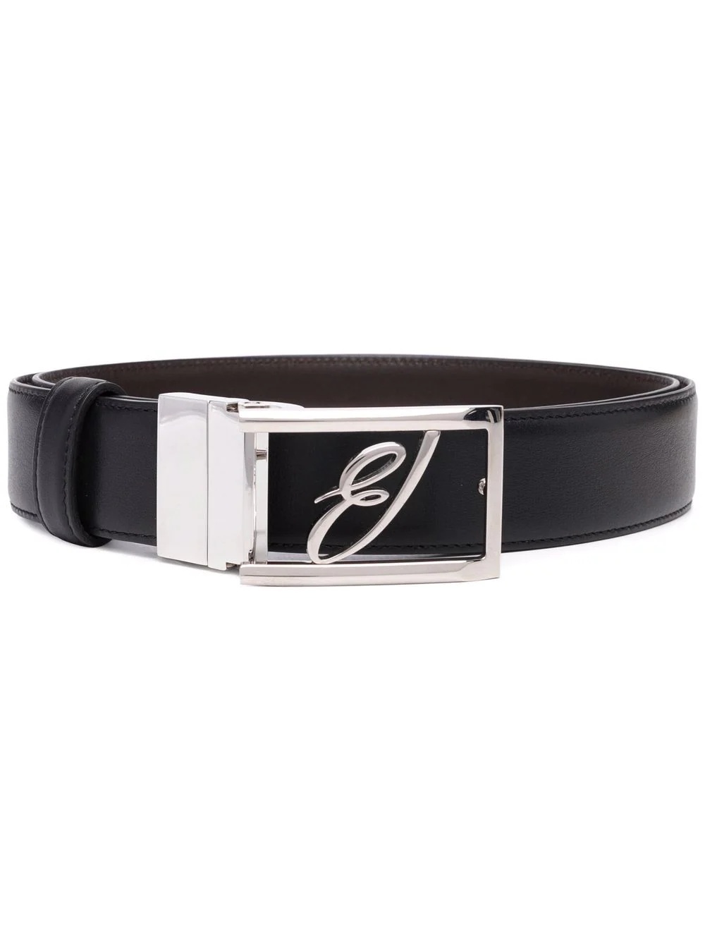 logo-plaque leather belt - 1