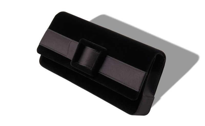Manolo Blahnik Black Velvet Buckle Clutch outlook