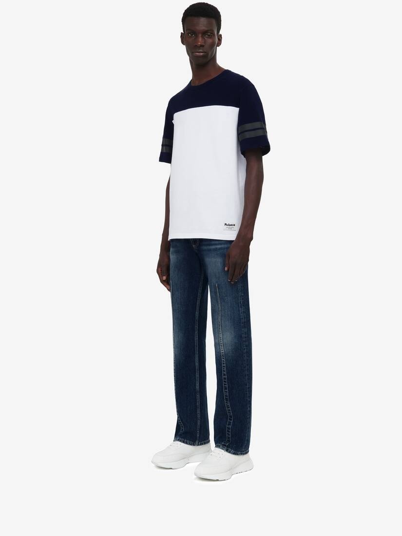 Men's Hybrid T-shirt in White/indigo - 5