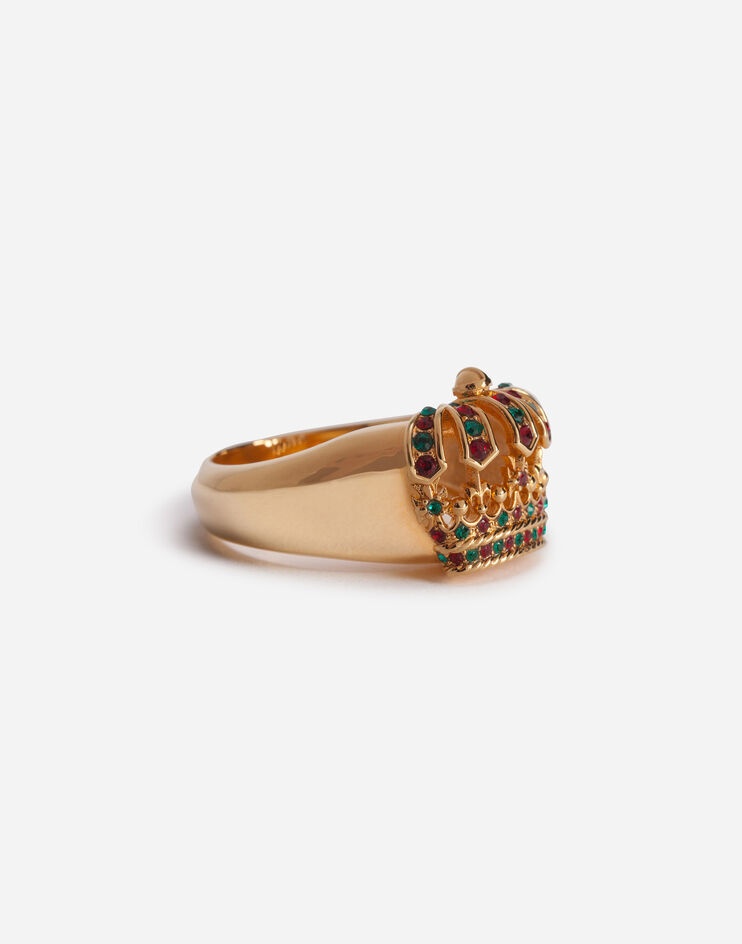 Metal ring with crown and rhinestones - 2