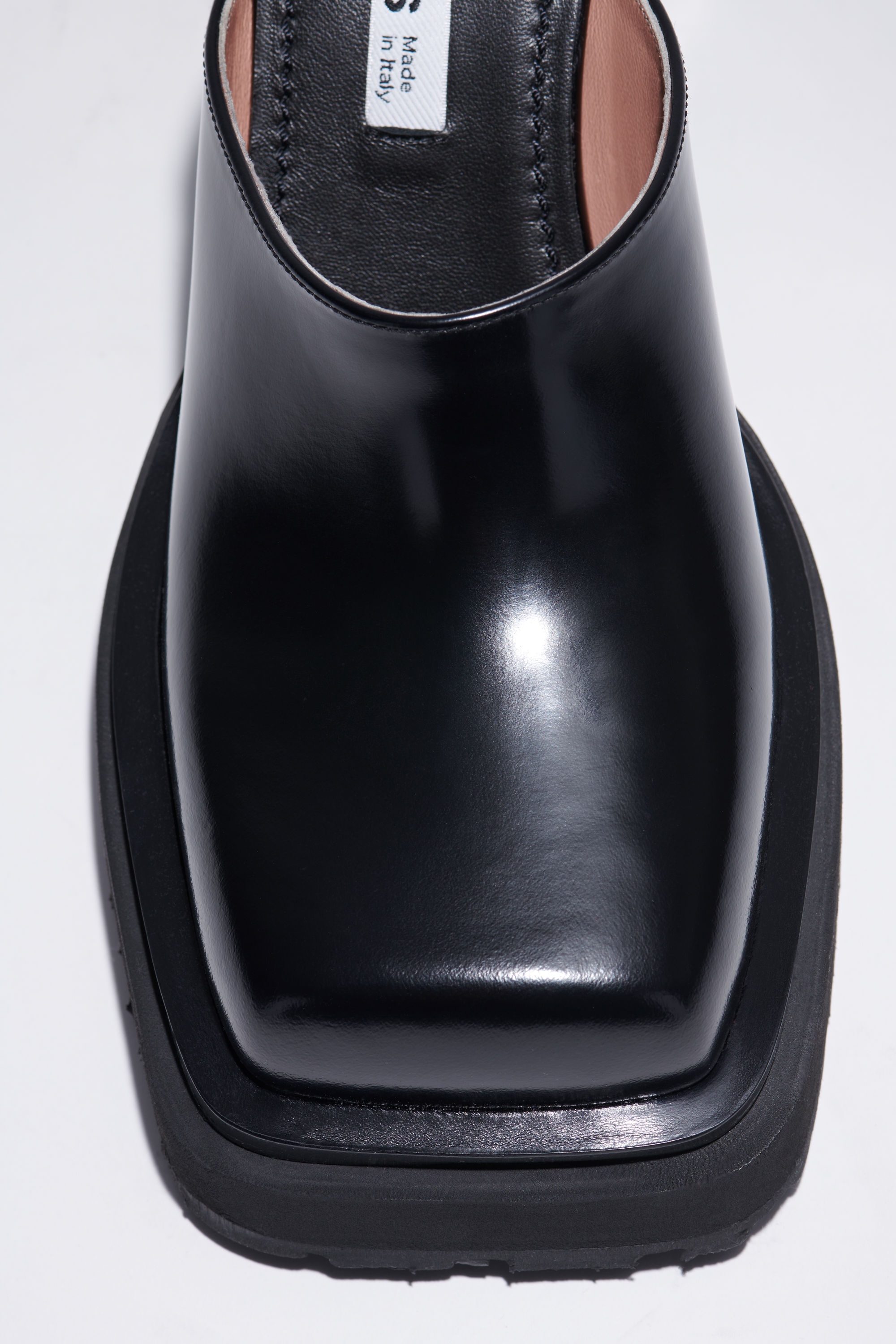 Platform heel leather mules - Black - 5