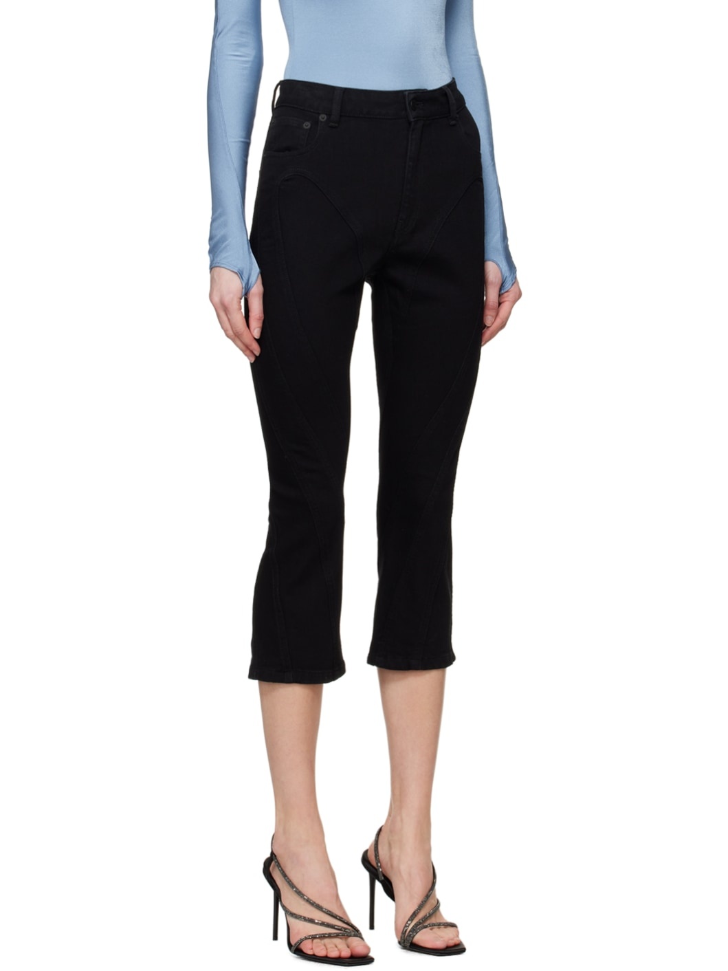 Black Spiral Crop Jeans - 2