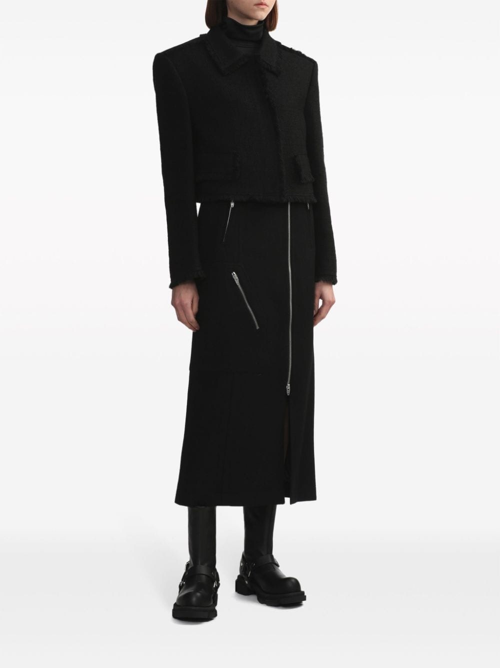 high-waisted zipped midi skirt - 2