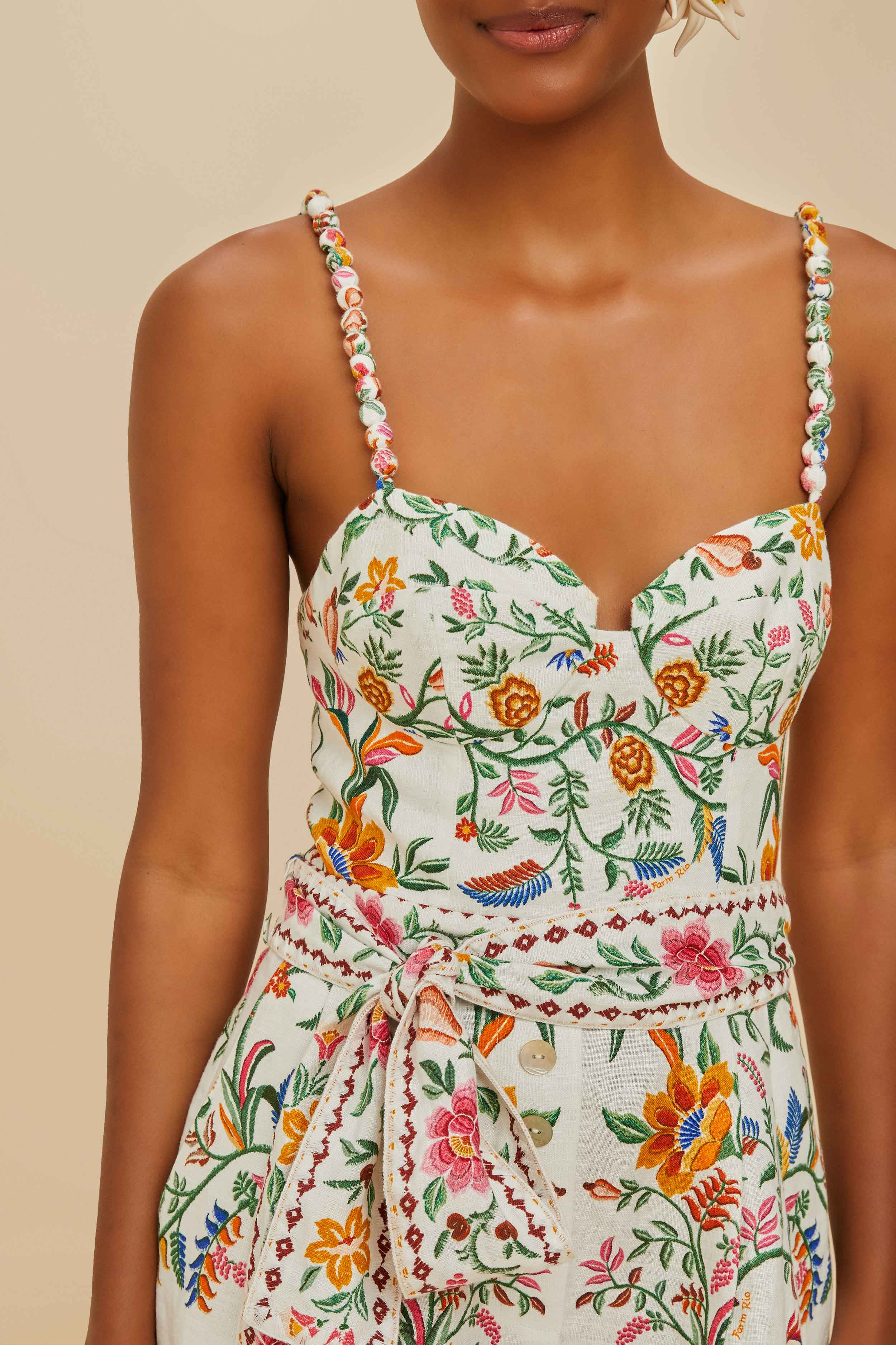Off-White Delicate Forest Euroflax™ Premium Linen Romper - 3