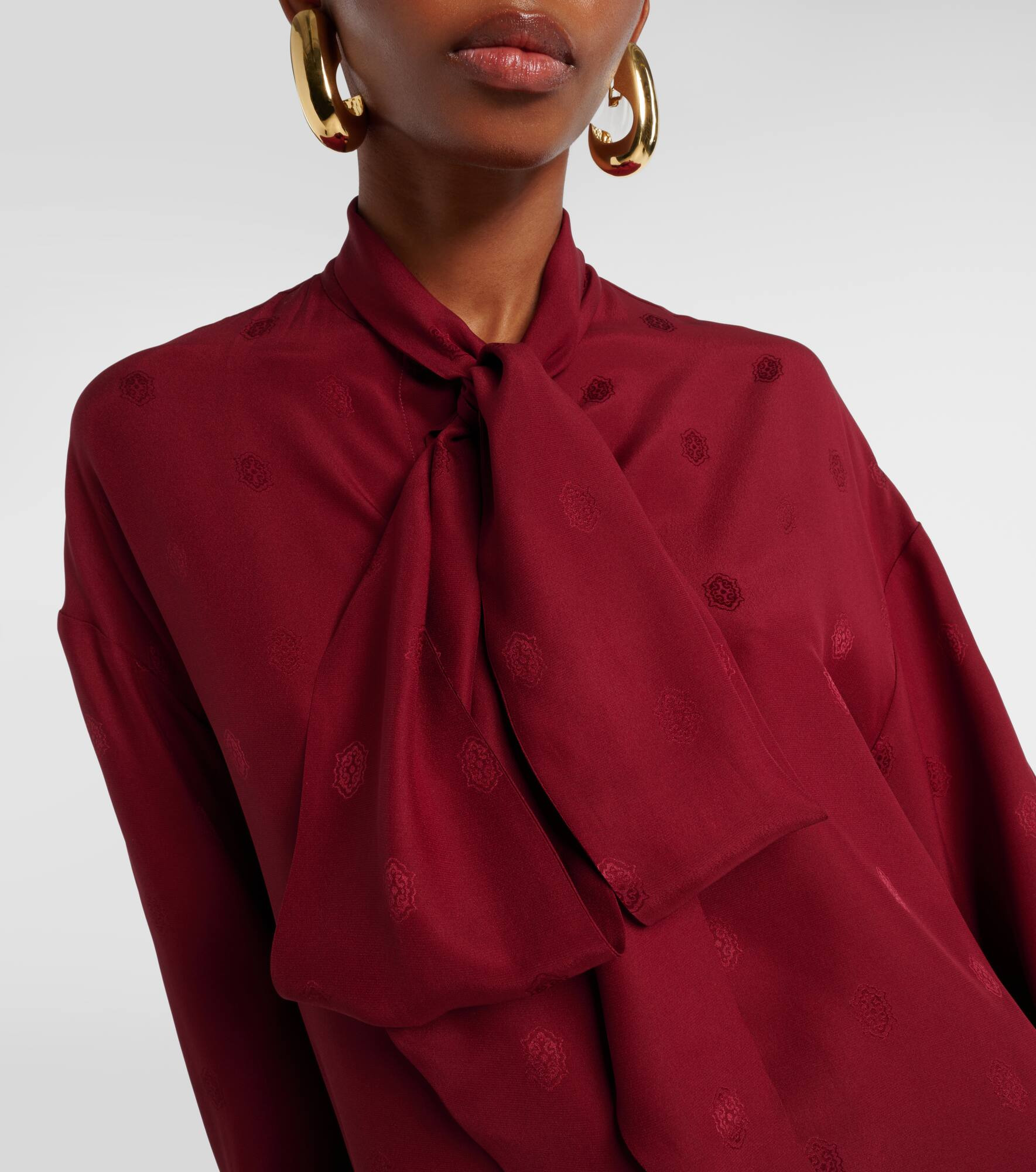 Jacquard silk crêpe de chine blouse - 4